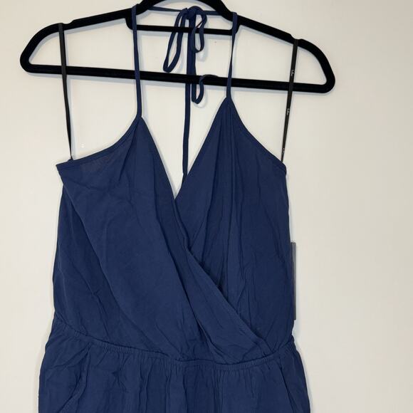 Lulu's Learning to Fly Halter Jumpsuit Womens Large Cinched Waist Backless Blue - Picture 5 of 16